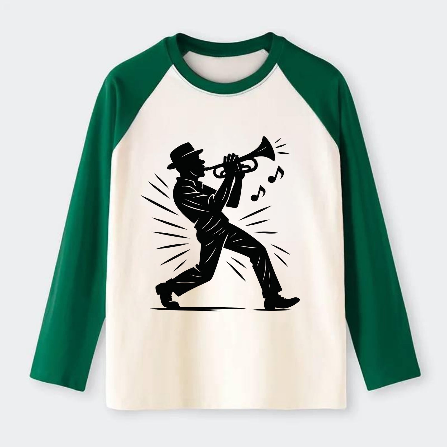 New Orleans jazz musician street corner - Raglan Long Sleeve T-Shirt - Green