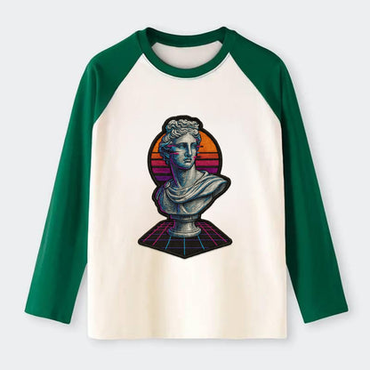Greek Statue - Raglan Long Sleeve T-Shirt - Green