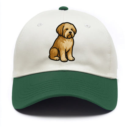 Tibetan Terrier - Gold and white embroidered sitting pose - Two Tone Cap - Green