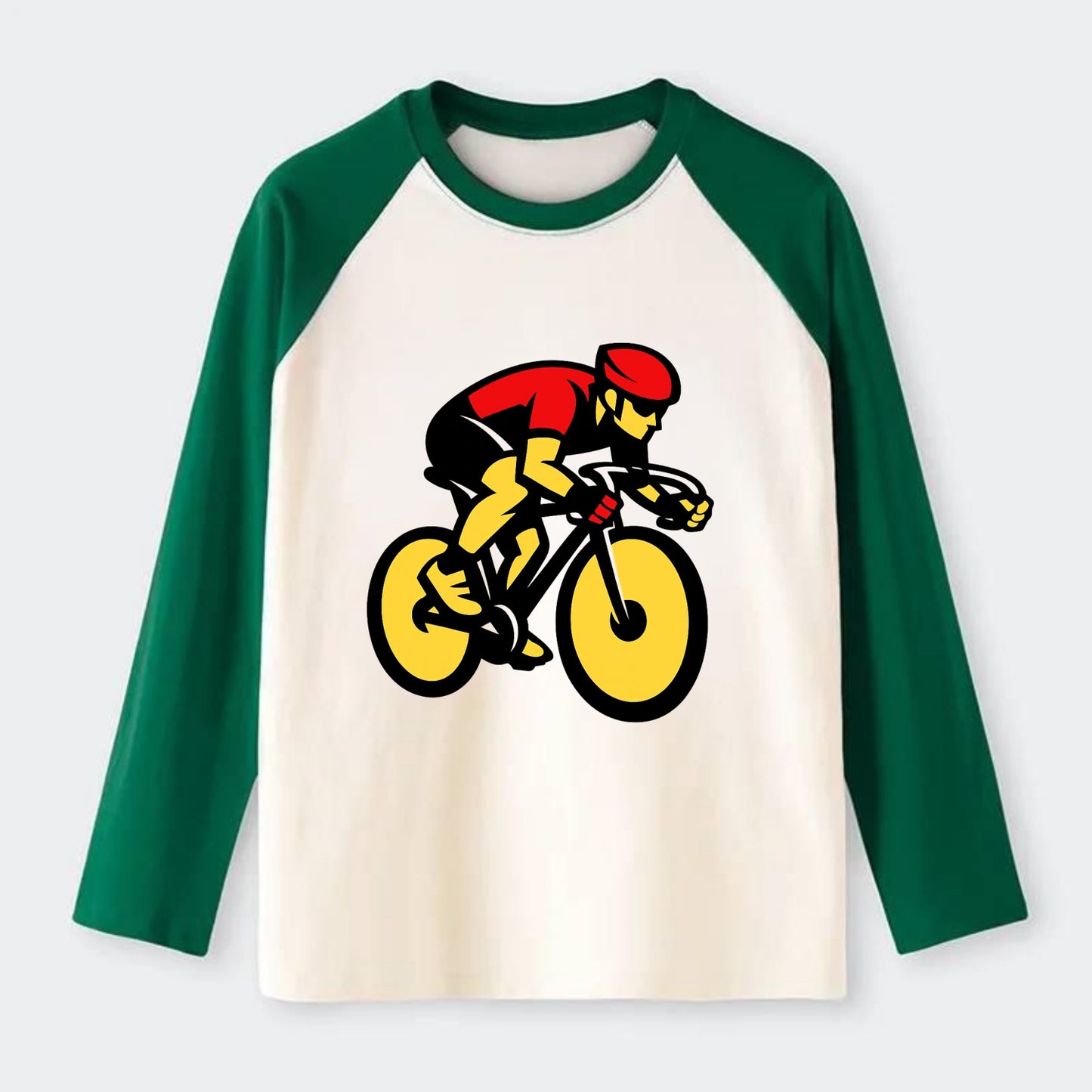 Speed Demon Cyclist - Raglan Long Sleeve T-Shirt - Green