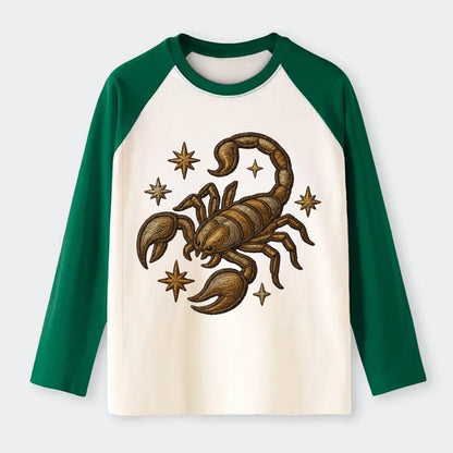 Scorpio Scorpion  - Raglan Long Sleeve T-Shirt - Green