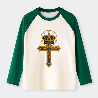Cross and Crown  - Raglan Long Sleeve T-Shirt - Green