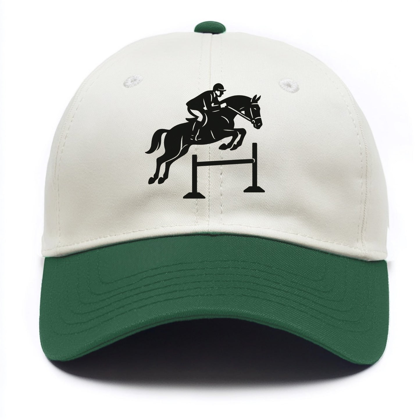 Equestrian jumping over obstacle - Two Tone Cap - Green