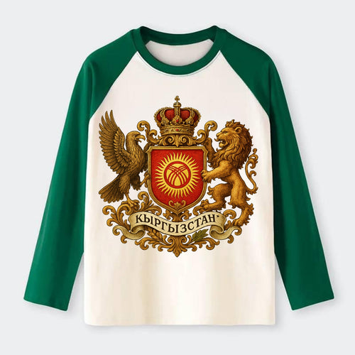 Kyrgyzstan Tunduk Emblem - Raglan Long Sleeve T-Shirt
