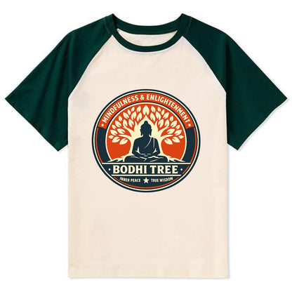 Zen Harmony Emblem - Contrast Raglan T-shirt - Green