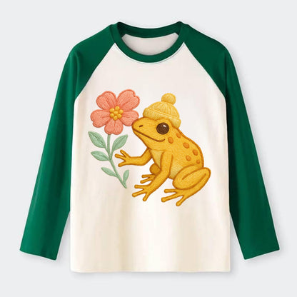 Yellow Dart Frog - Raglan Long Sleeve T-Shirt - Green