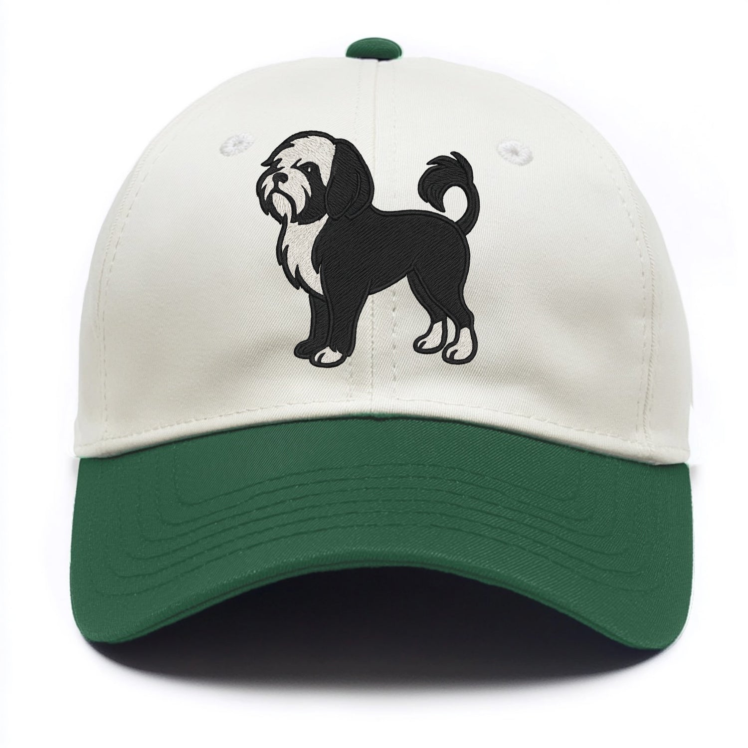 Löwchen - Black and white lion trim embr - Two Tone Cap - Green