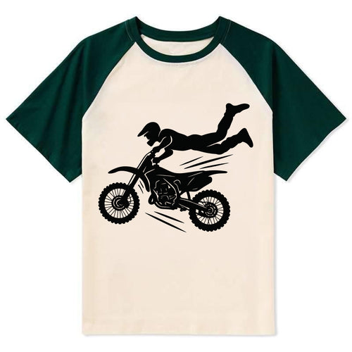 Motocross rider airborne trick - Contrast Raglan T-shirt