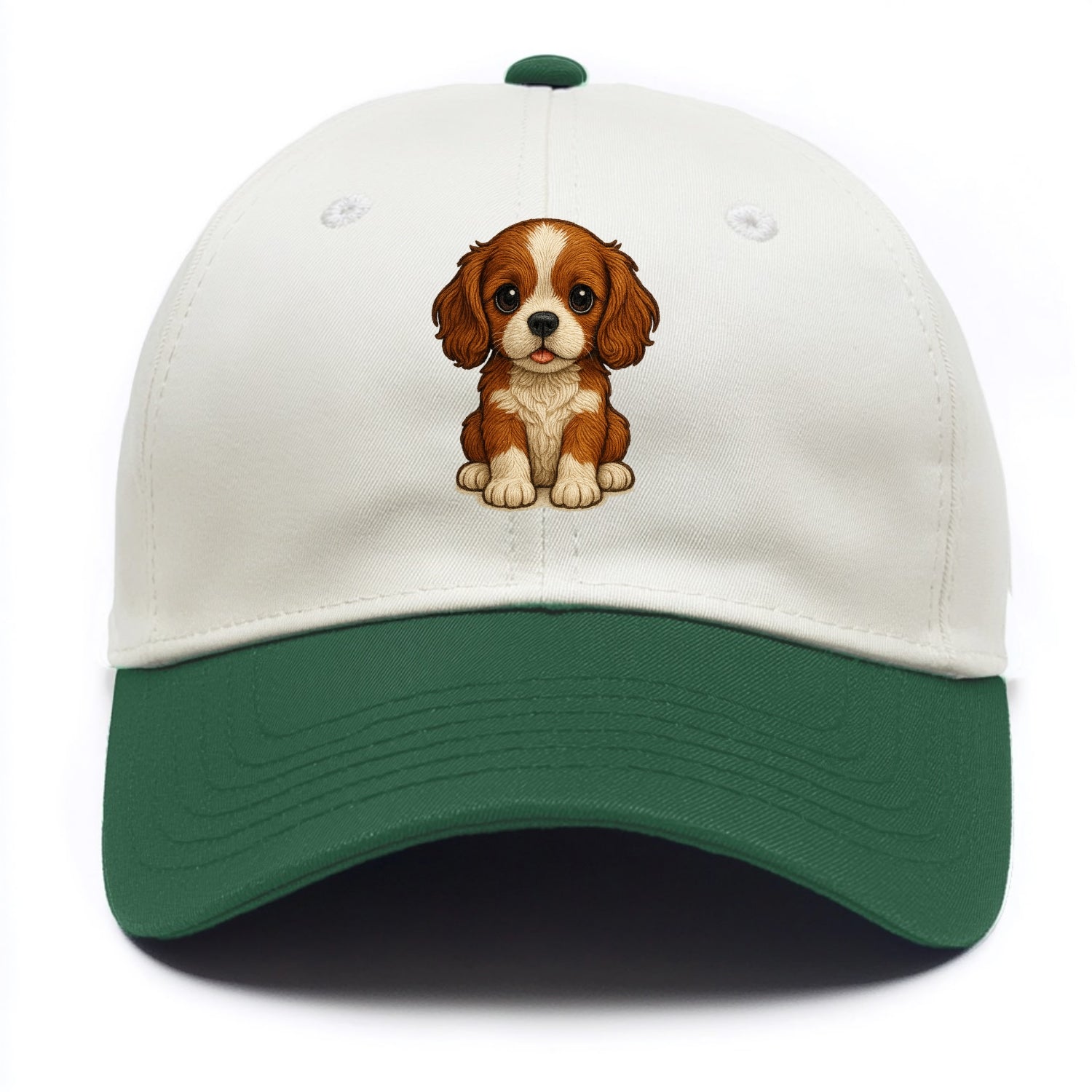 Baby Cavalier King Charles Spaniel Puppy - silky ears, gentle eyes, sweet - Two Tone Cap - Green