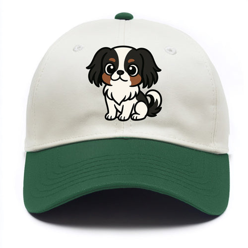 Japanese Chin - Black and white sitting pose - Two Tone Cap