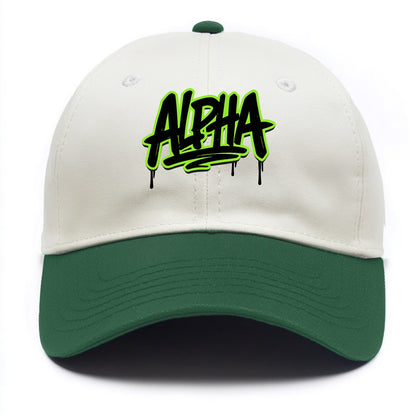 Bold typography design - "ALPHA" - leader of the pack - Two Tone Cap - Green