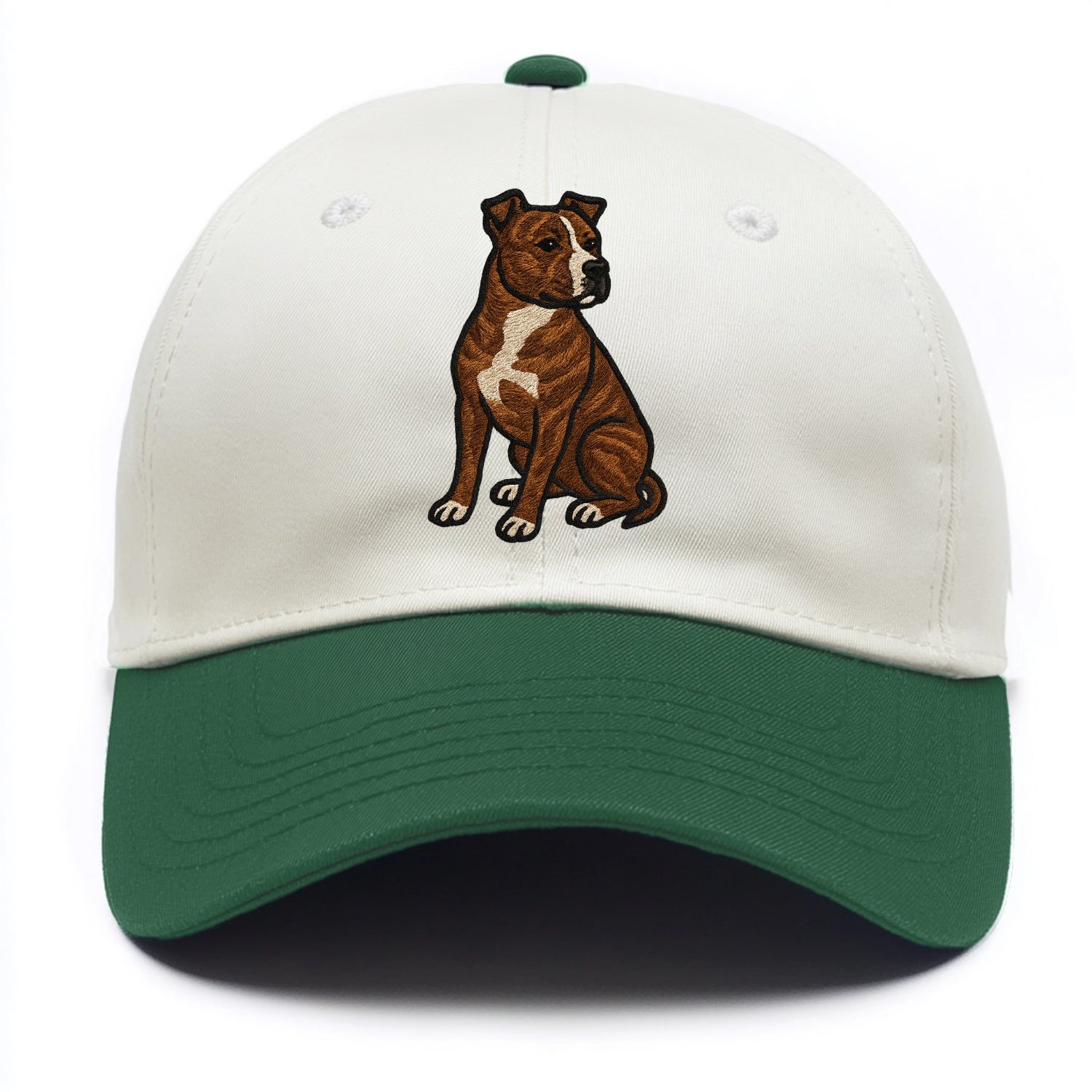 American Staffordshire Terrier - Brindle embroidered pose - Two Tone Cap - Green