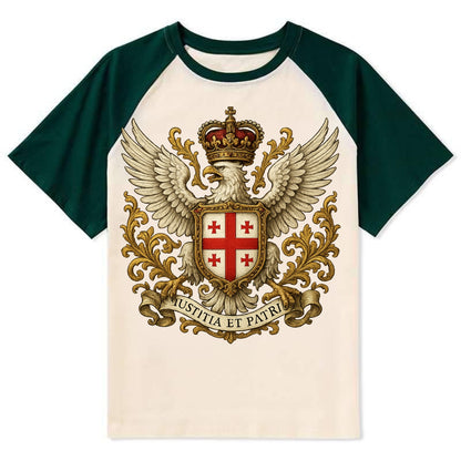 Georgia White Eagle Emblem - Contrast Raglan T-shirt - Green