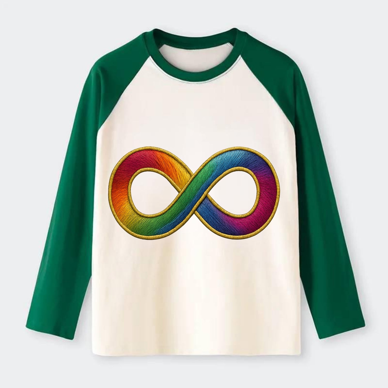 Infinity Symbol  - Raglan Long Sleeve T-Shirt - Green