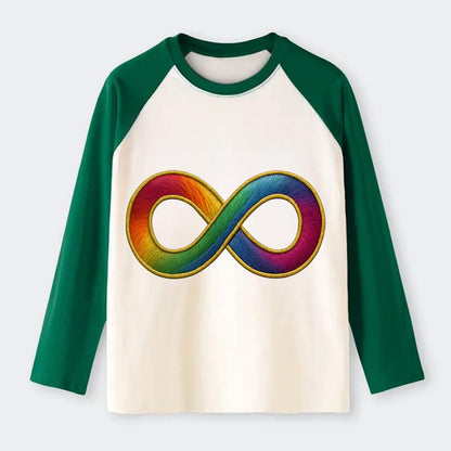 Infinity Symbol  - Raglan Long Sleeve T-Shirt - Green