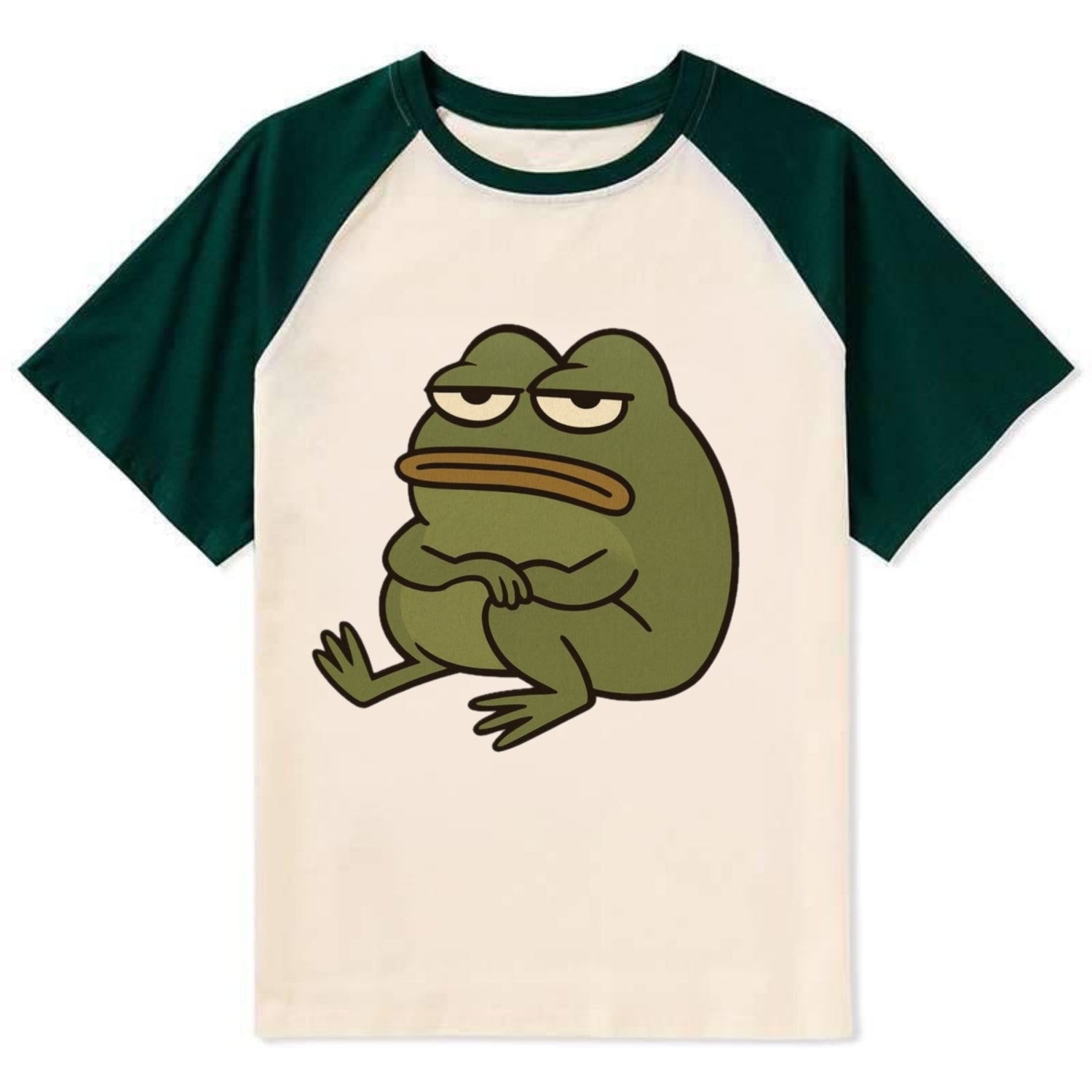 The Frog Judges Silently - Contrast Raglan T-shirt - Green