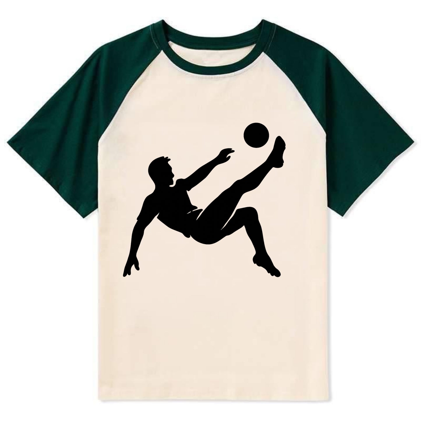 Soccer player kicking ball mid-air - Contrast Raglan T-shirt - Green