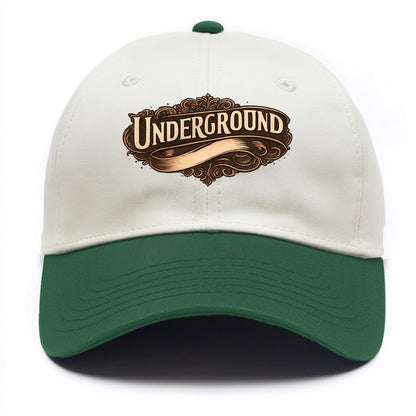 Bold typography design - "UNDERGROUND" - hidden scene, alternative - Two Tone Cap - Green