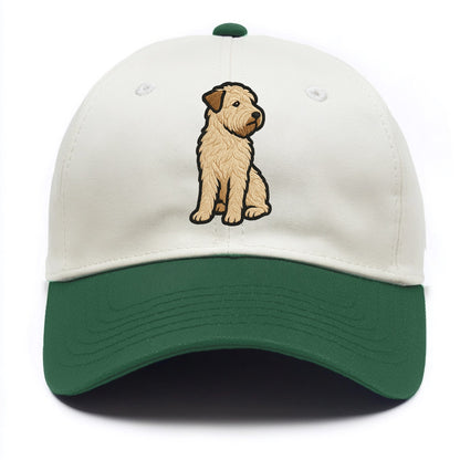 Soft Coated Wheaten Terrier - Light tan flowing coat embroidered pose - Two Tone Cap - Green