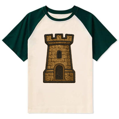 Castle Tower  - Contrast Raglan T-shirt - Green