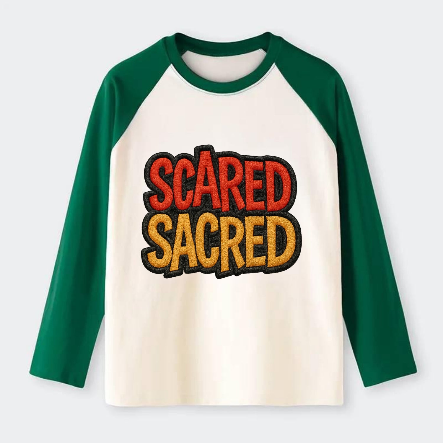 SCARED;SACRED JOURNEY Spiritual Purple Hat - Raglan Long Sleeve T-Shirt - Green