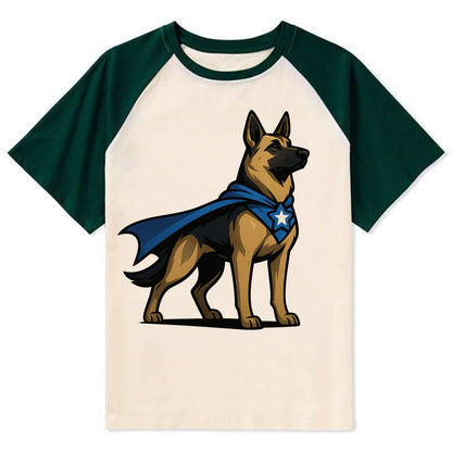 German Shepherd Patriotic Hero  - Contra Contrast Raglan T-shirt - Green