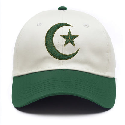 Crescent Moon and Star - Two Tone Cap - Green
