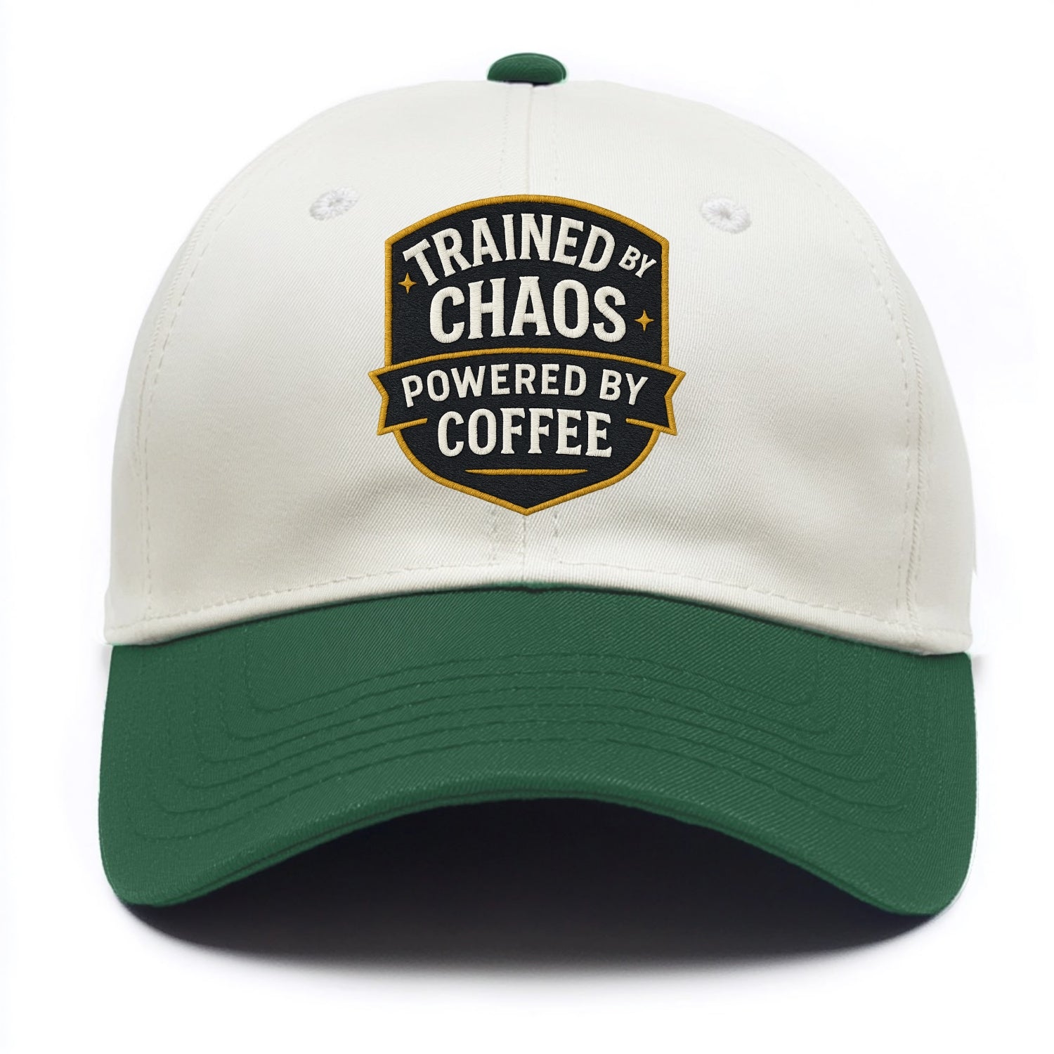 Trained by chaos, powered by coffee - Two Tone Cap - Green
