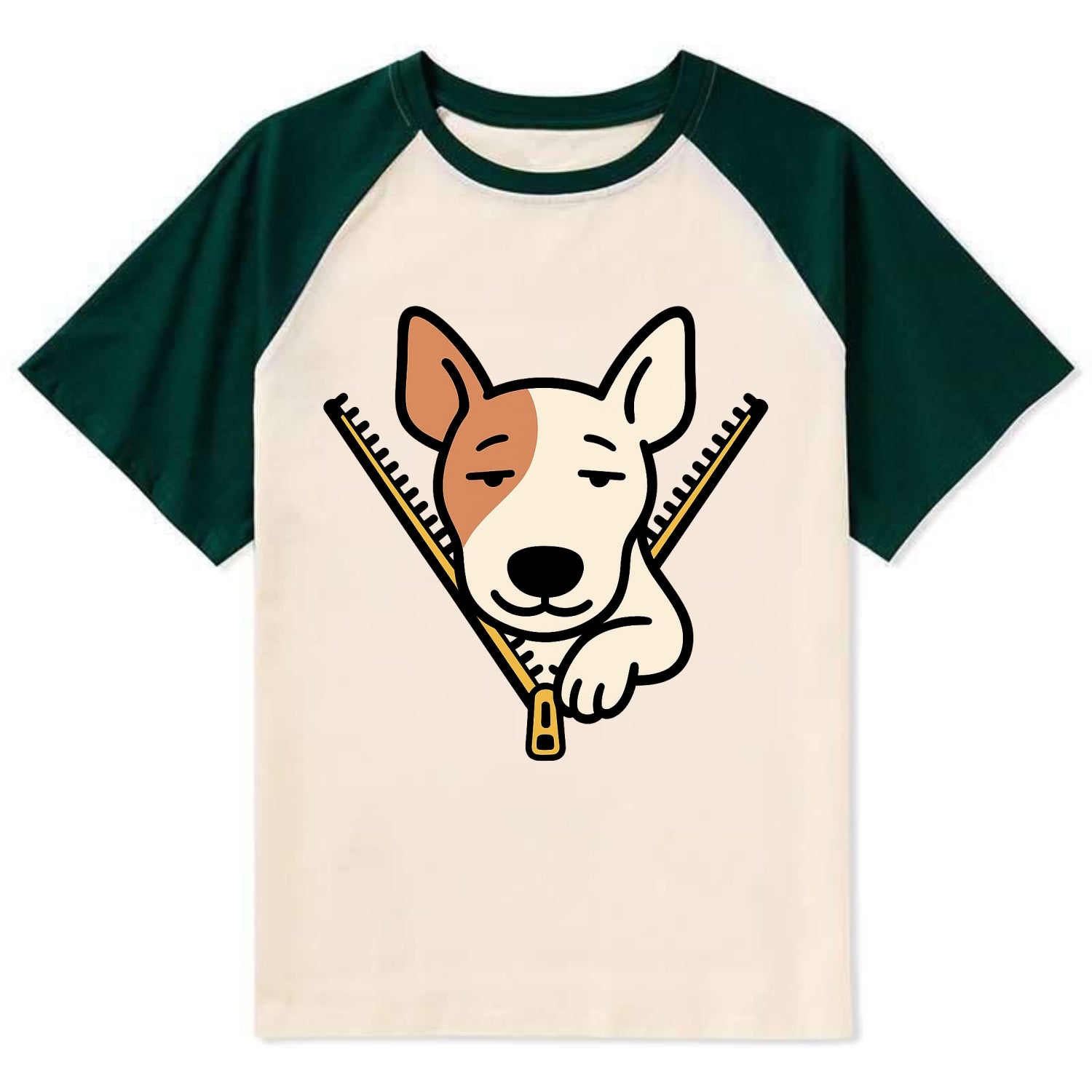 Bull Terrier - Contrast Raglan T-shirt - Green