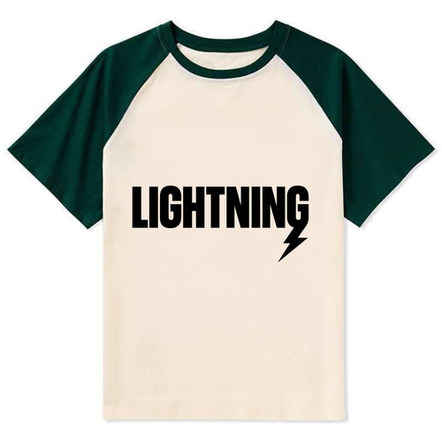 Bold typography design - LIGHTNING - fast, electric, striking - Contrast Raglan T-shirt