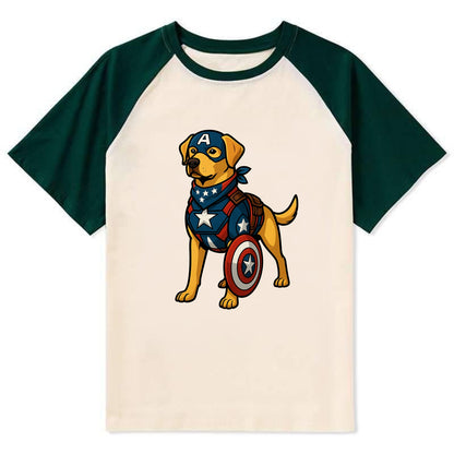 Labrador Captain America  - Contrast Rag Contrast Raglan T-shirt - Green