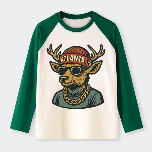 "deer" "atlanta" "atl" "red" "us South" - Raglan Long Sleeve T-Shirt - Green