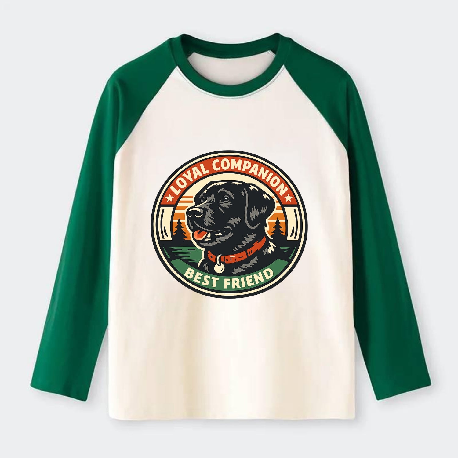 Noble Companion Emblem - Raglan Long Sleeve T-Shirt - Green