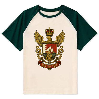 Bahrain Heritage Badge  - Contrast Raglan T-shirt - Green