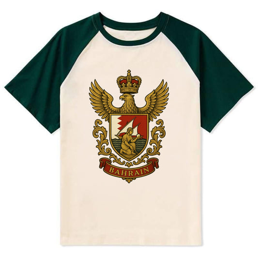 Bahrain Heritage Badge  - Contrast Raglan T-shirt - Green