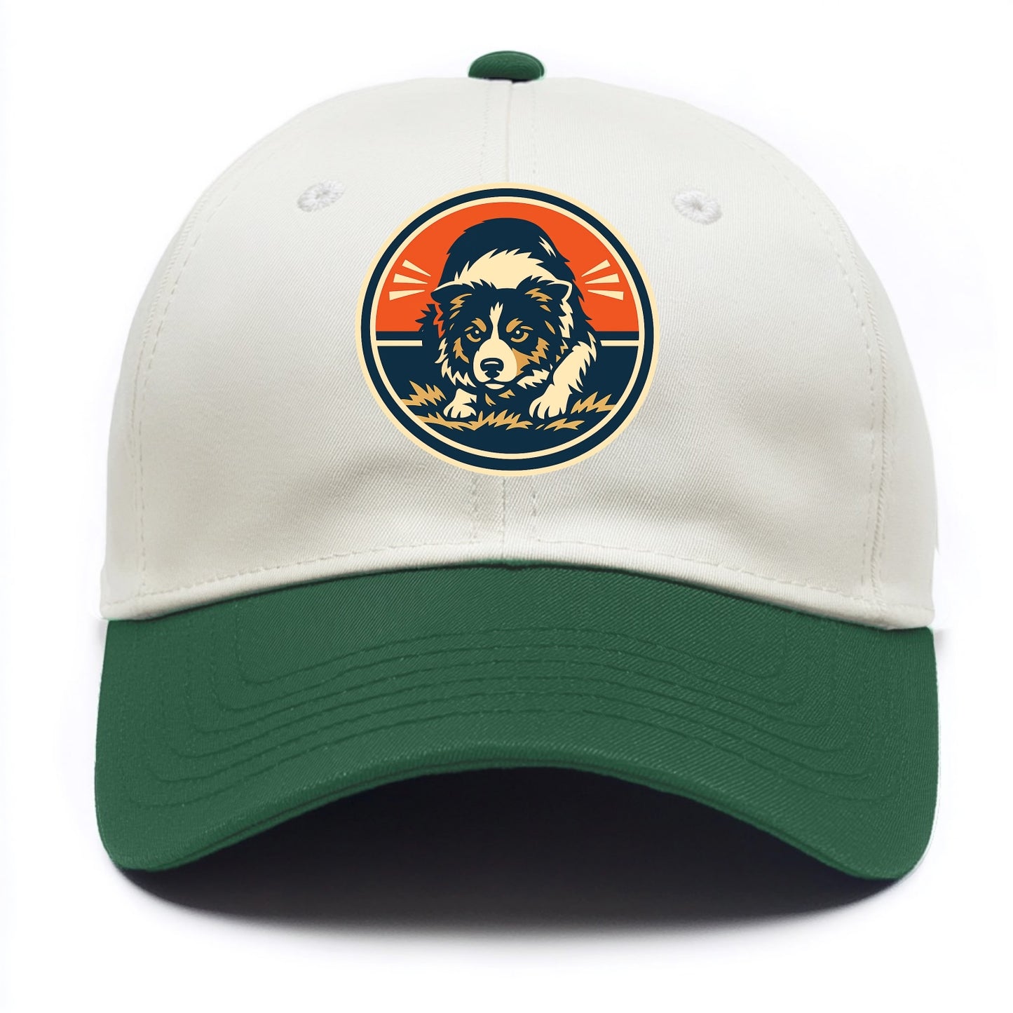 Focused Border Collie Emblem - Two Tone Cap - Green