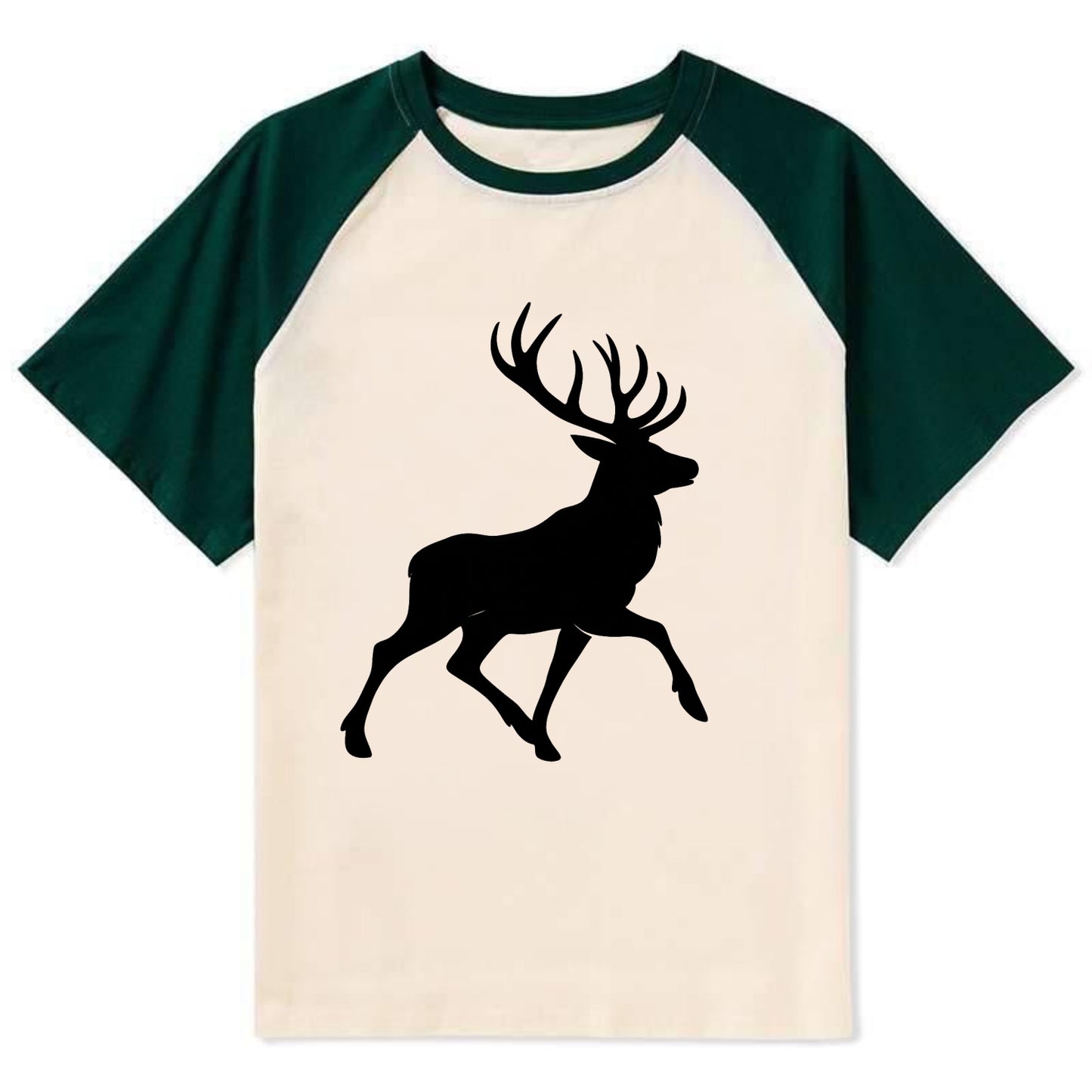 Deer with majestic antlers - Contrast Raglan T-shirt - Green