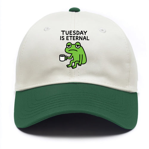 TUESDAY IS ETERNAL | Tired frog with coffee cup - Two Tone Cap