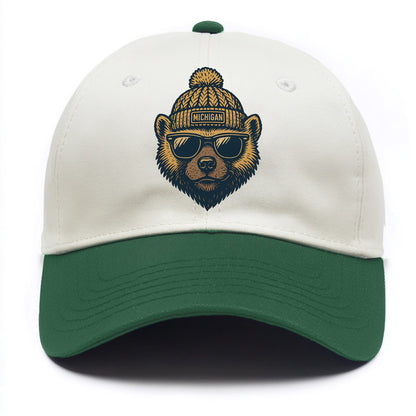 Ann Arbor Wolverine wearing Michigan bea - Two Tone Cap - Green
