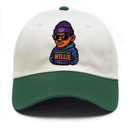 Manhattan Willie wearing Kansas State beanie with powercat patch - Two Tone Cap - Green