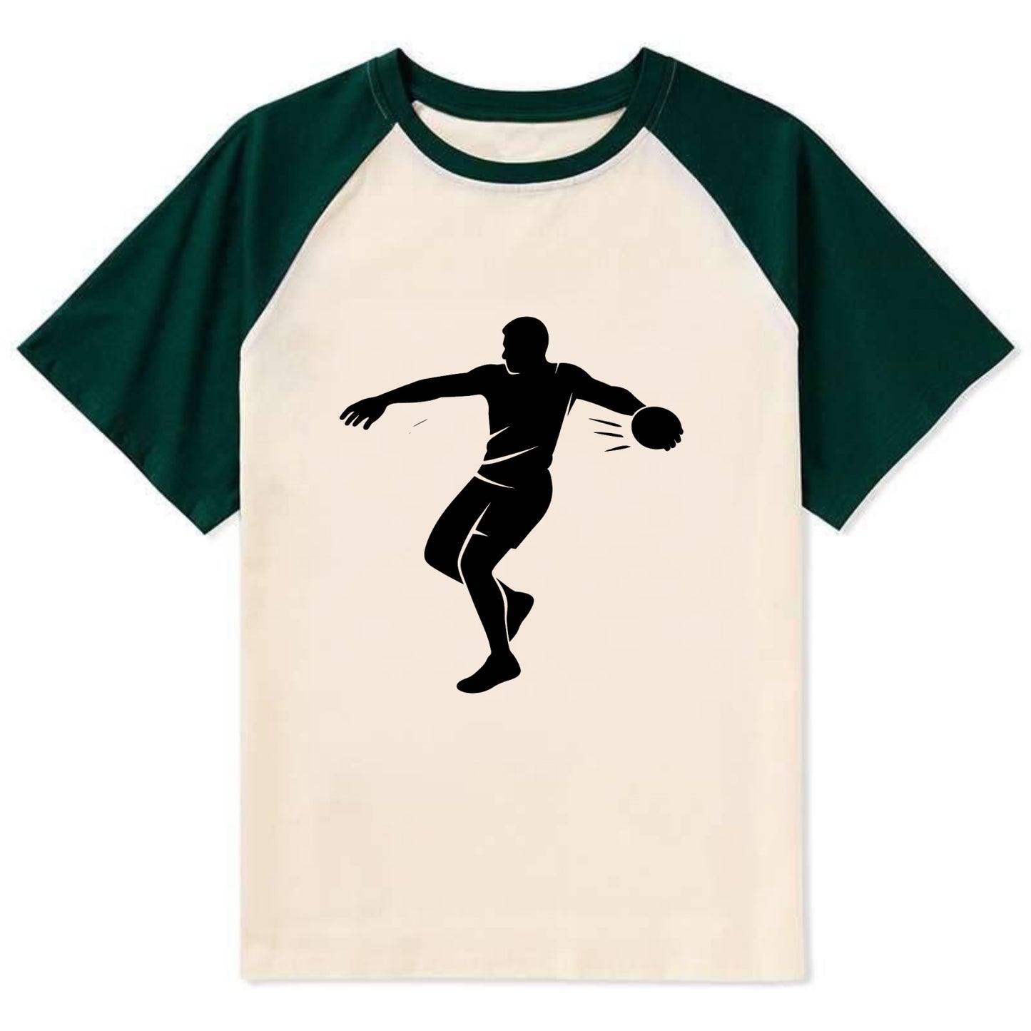 Discus thrower spinning release - Contrast Raglan T-shirt - Green