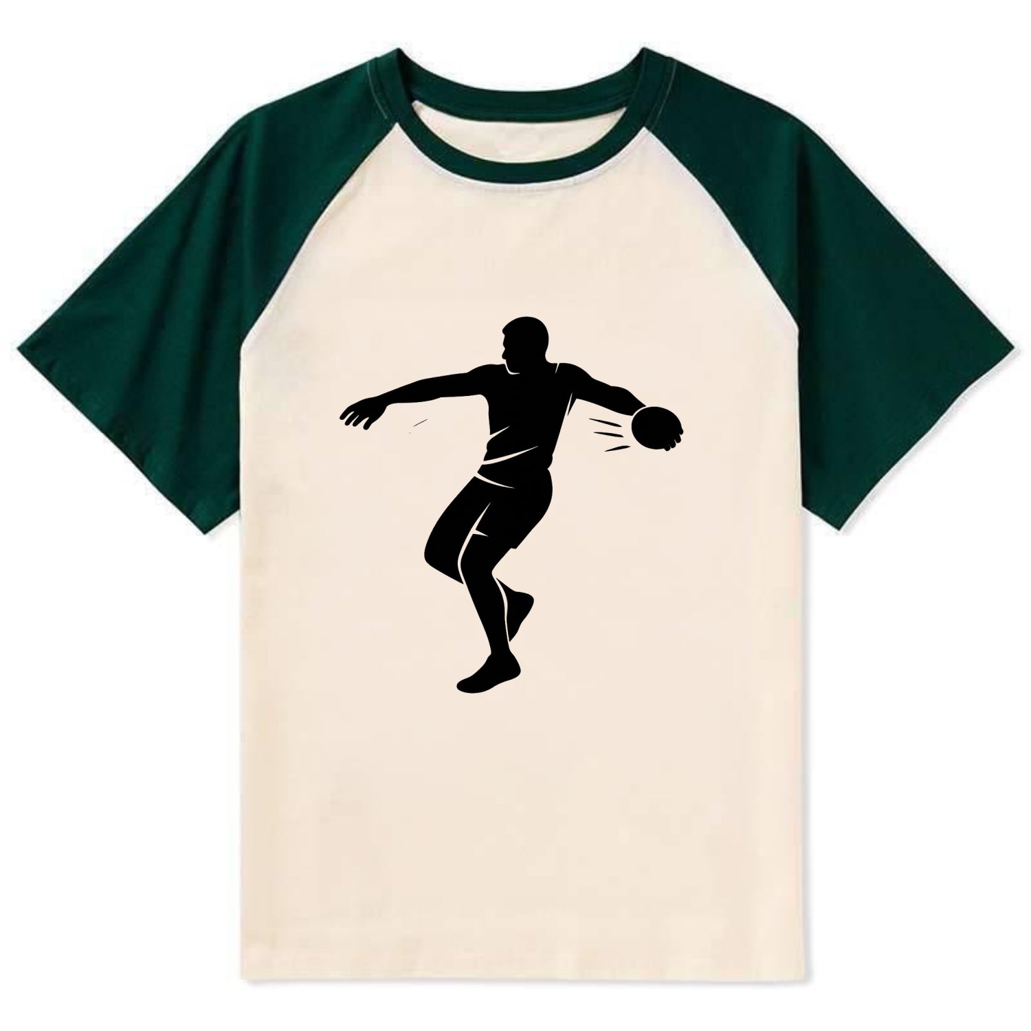 Discus thrower spinning release - Contrast Raglan T-shirt - Green