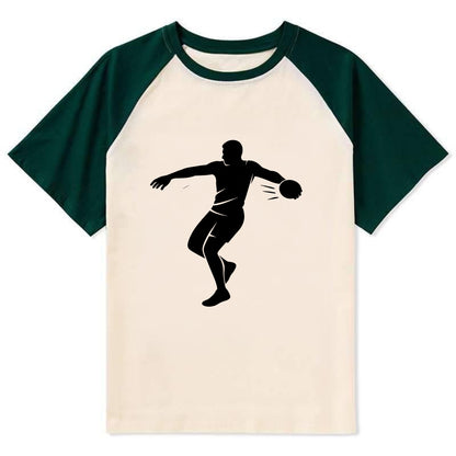 Discus thrower spinning release - Contrast Raglan T-shirt - Green