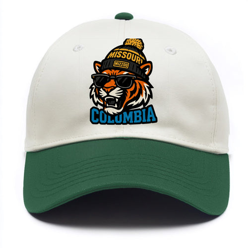 Columbia Tiger wearing Missouri beanie with Mizzou patch - Two Tone Cap