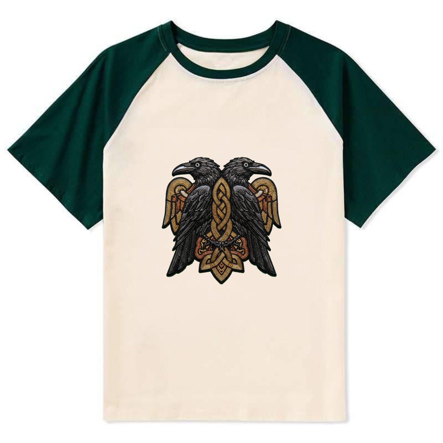Odin's Ravens - Contrast Raglan T-shirt - Green