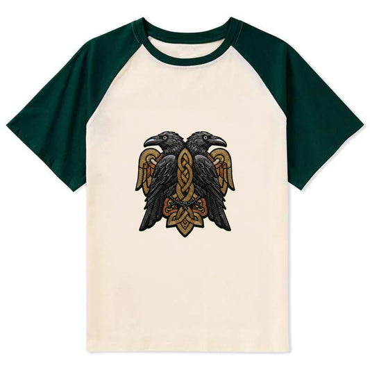 Odin's Ravens - Contrast Raglan T-shirt - Green