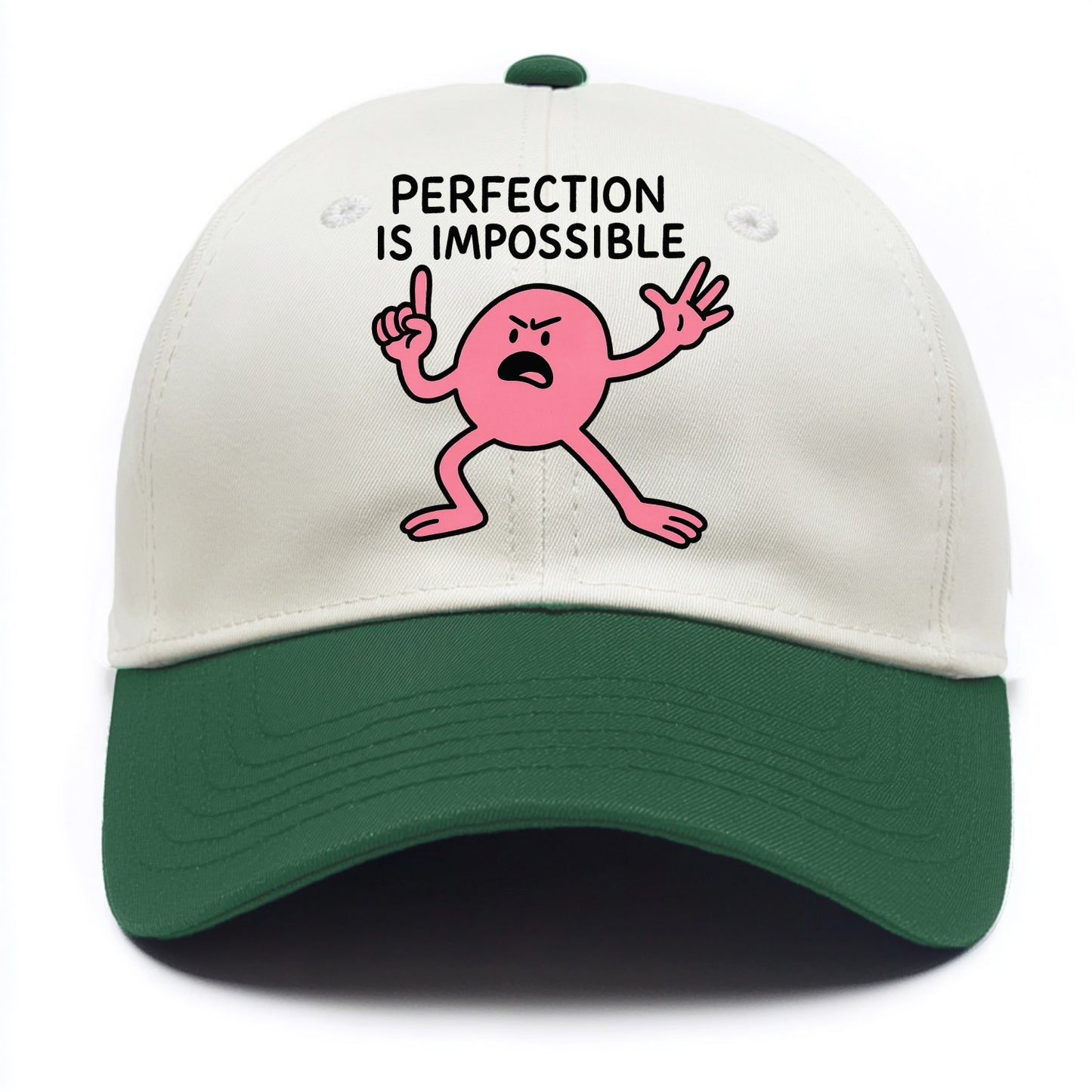 PERFECTION IS IMPOSSIBLE | Asymmetrical circle trying - Two - Two Tone Cap - Green
