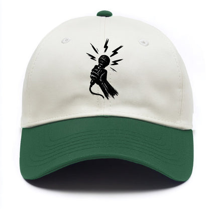 Microphone with sound waves - freedom of speech ink art - Two Tone Cap - Green