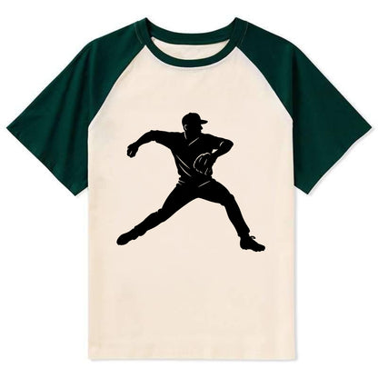 Baseball pitcher wind-up motion - Contrast Raglan T-shirt - Green