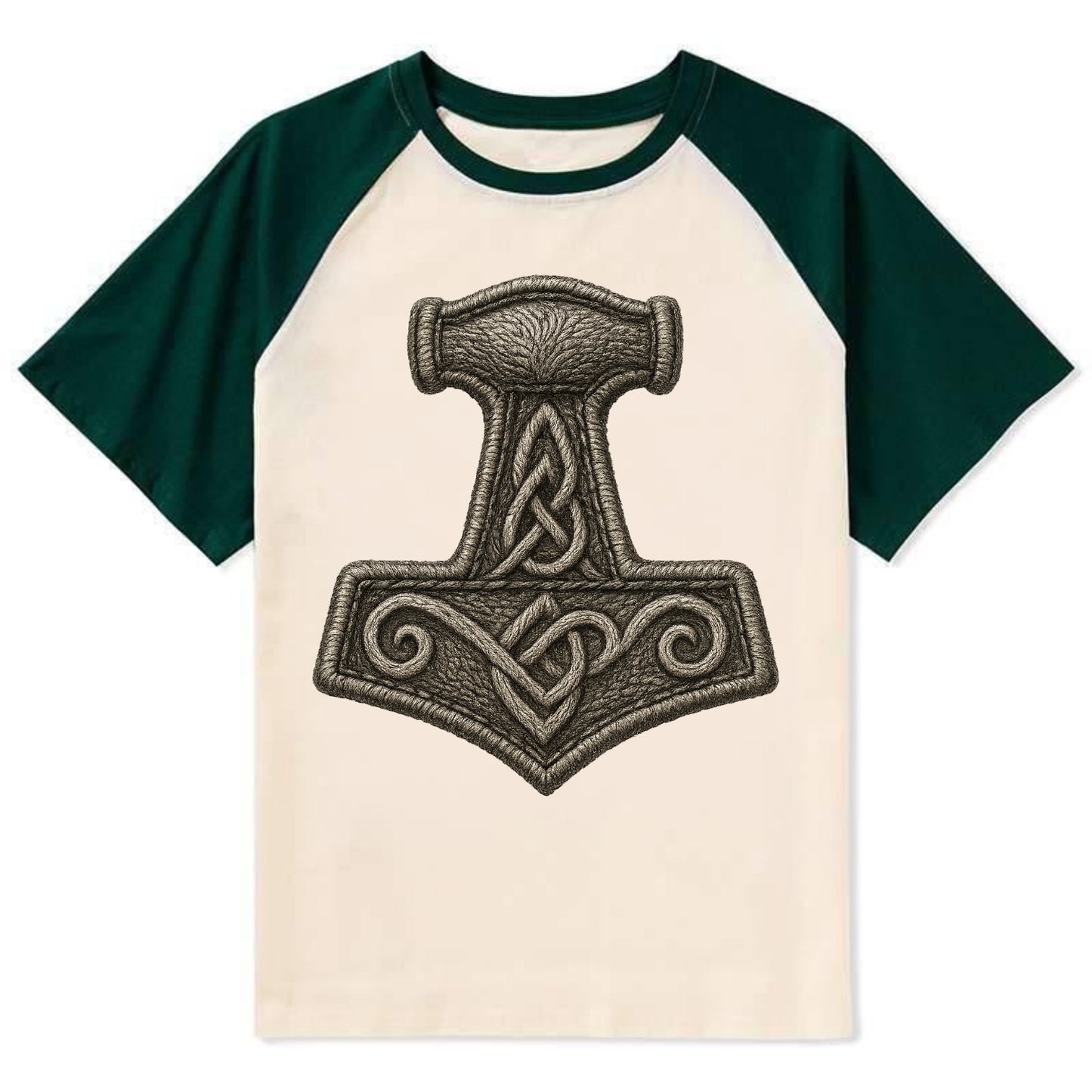 Mjolnir  - Contrast Raglan T-shirt - Green